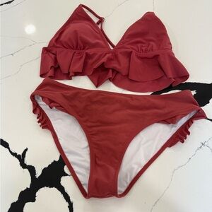 Red Ruffled Bikini Set large